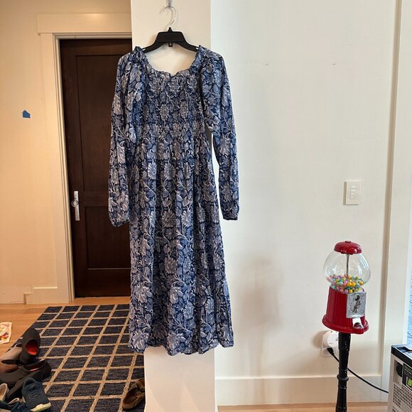 NWT Mille Catherine Dress M Indigo Smocked Maxi Dress - Picture 3 of 4